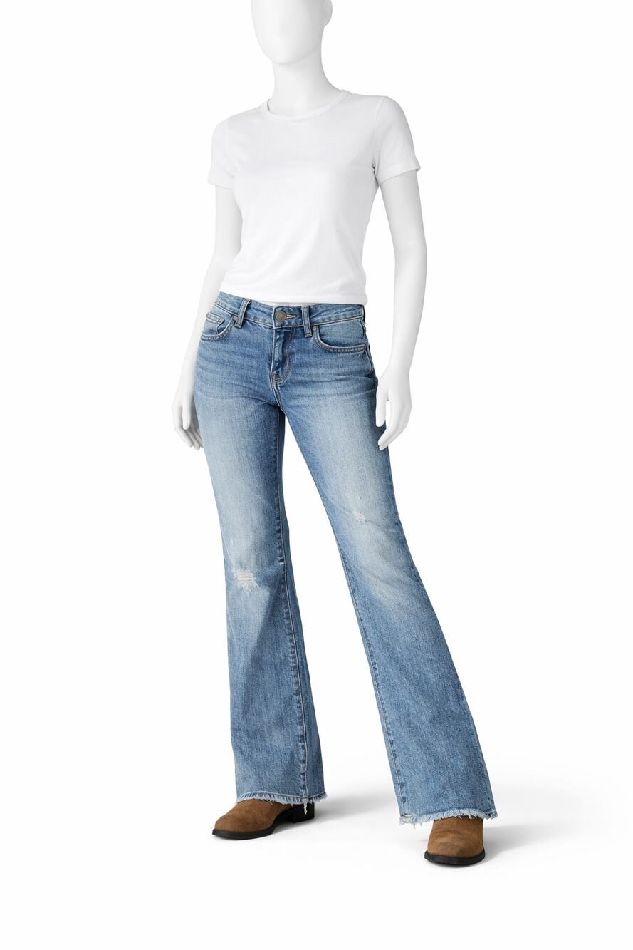 Judy Blue Raw Hem Bootcut Jeans Womens 25x29 Distressed Stretch Denim trendy